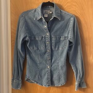 A|X Armani Exchange Denim Button-Up Denim Shirt, Size Small